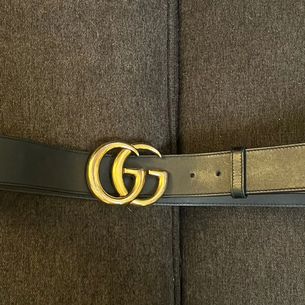 Gucci Double G Buckle Black Leather Belt - Picture 5 of 7